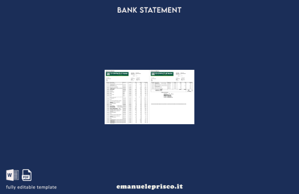modello di pagine di parole dell'estratto conto bancario di Kenya Cooperative in